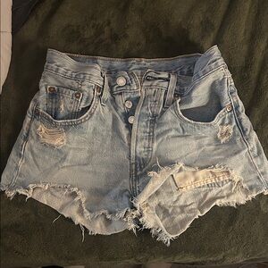 Levi's Light Blue Distressed Jean Shorts